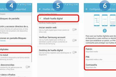 Configuración de desbloqueo con huella dactilar del Samsung Galaxy S6. Pasos para desbloquearlo con huella dactilar.