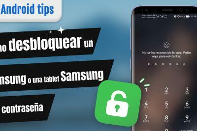 Pantalla bloqueada del teléfono Samsung; instrucciones sobre cómo desbloquear con contraseña.