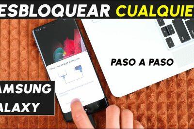 Samsung Galaxy phone displaying a charger connection error message. Guía paso a paso para desbloquear.