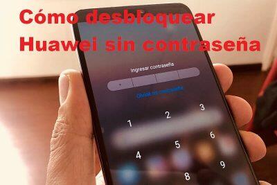 Mano sosteniendo un teléfono Huawei bloqueado, mostrando la pantalla de contraseña. Desbloqueo de teléfono Huawei sin contraseña.
